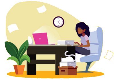 Donna che lavora alla scrivania